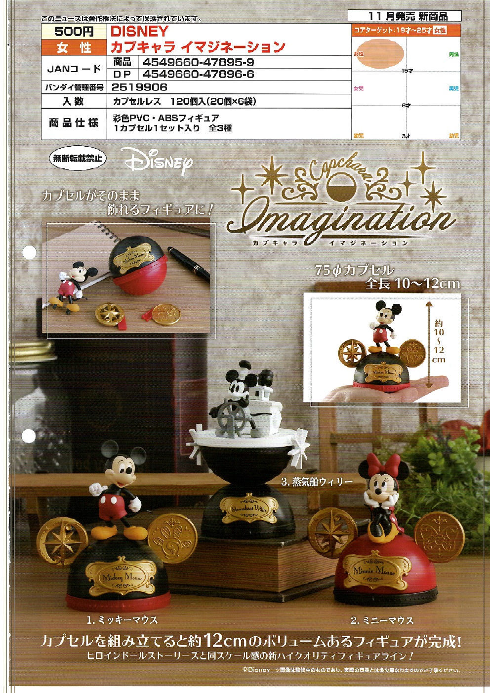 【A】500日元扭蛋 扭蛋拼装手办 Disney Imagination 全3种 (1袋20个) 478959