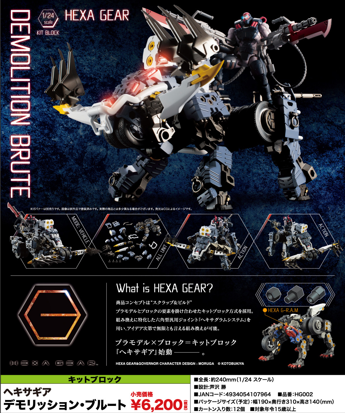 【A】1/24拼装模型 HEXA GEAR Demolition Brute/毁灭兽（日版）107964