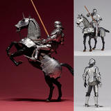 【A】可动手办 自在置物系列 15世纪哥特式骑兵盔甲 银色 120342
