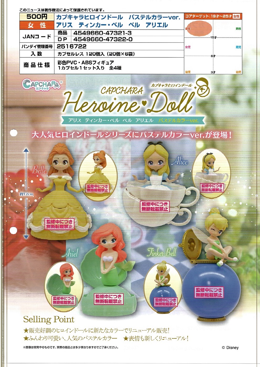 【B】500日元扭蛋 扭蛋拼装手办 Disney女主 Pastel Ver. 全4种 (1袋20个)  473213